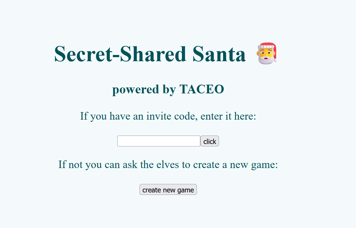 Home Screen of Secret-Shared Santa